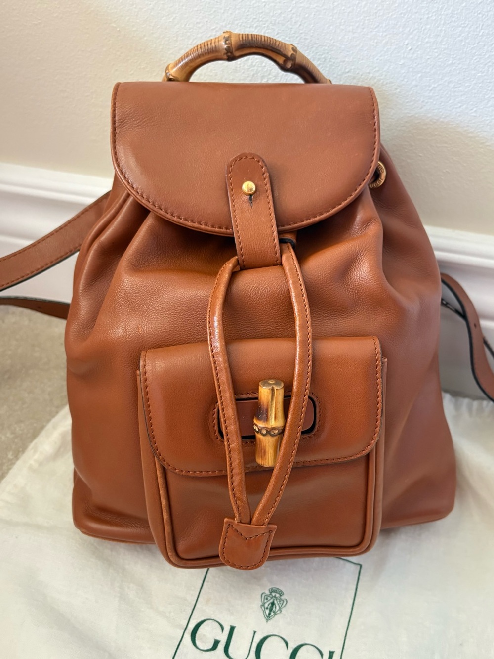 Gucci Bamboo Mini Backpack Brown Leather